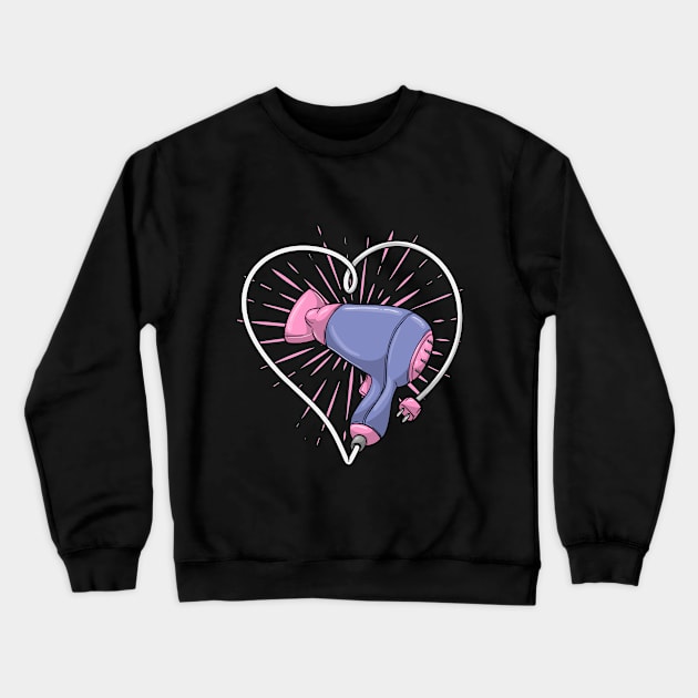 Hair dryer with Cable feed and Heart Crewneck Sweatshirt by Markus Schnabel